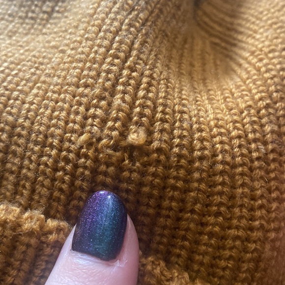 Timberland Tan Brown One Size Woven Knit Beanie Hat With Leather Patch Logo - Picture 5 of 7